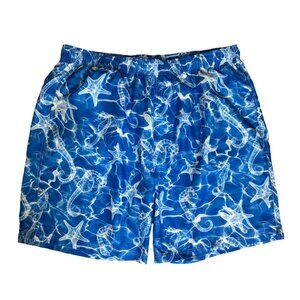 Caribbean Swimwear Mens Blue Sea Life Print‎ Swim Shorts 2XB Big Pocket